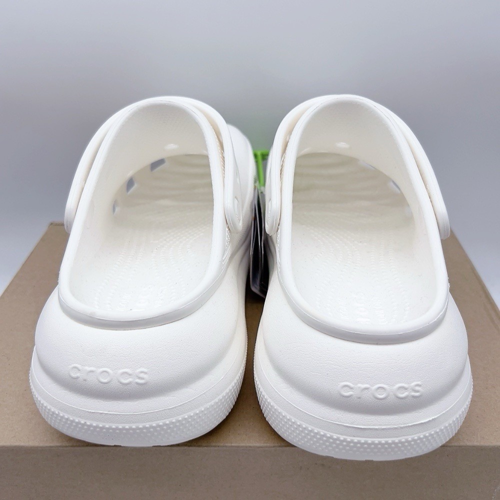 Crocs Classic Crush Platform White Perforated Slip On Clog Shoes Womens US 10 - Picture 6 of 10